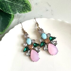 2/$30🌵 Pink Multicolor Rhinestone Clusters Earrings Art Deco Vintage Style NEW